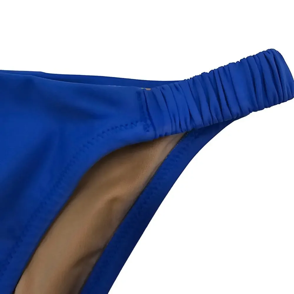J. Crew Womans size XXS Scrunchie Strap Full Coverage Bikini Bottom Blue NEW